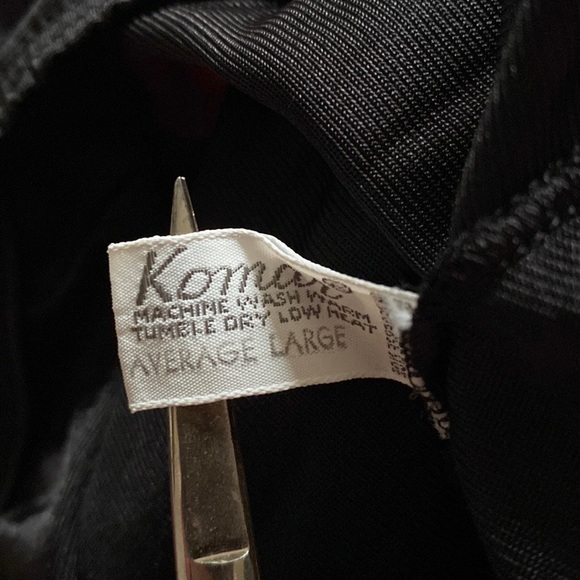 Vintage 1990s black waist half slip knee length midi Komar large Aniron Nylon - Picture 5 of 7